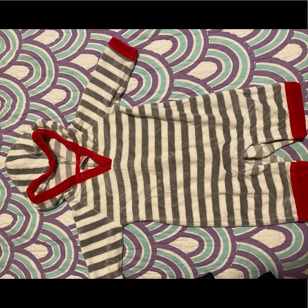 Hanna Anderson Holiday Striped Velvet One piece Jumper 60